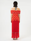 YANYAN KNITS 25 Spring/Summer Embellished Plaid Shoulder Top YYK-YYW25-0201-HONG Red